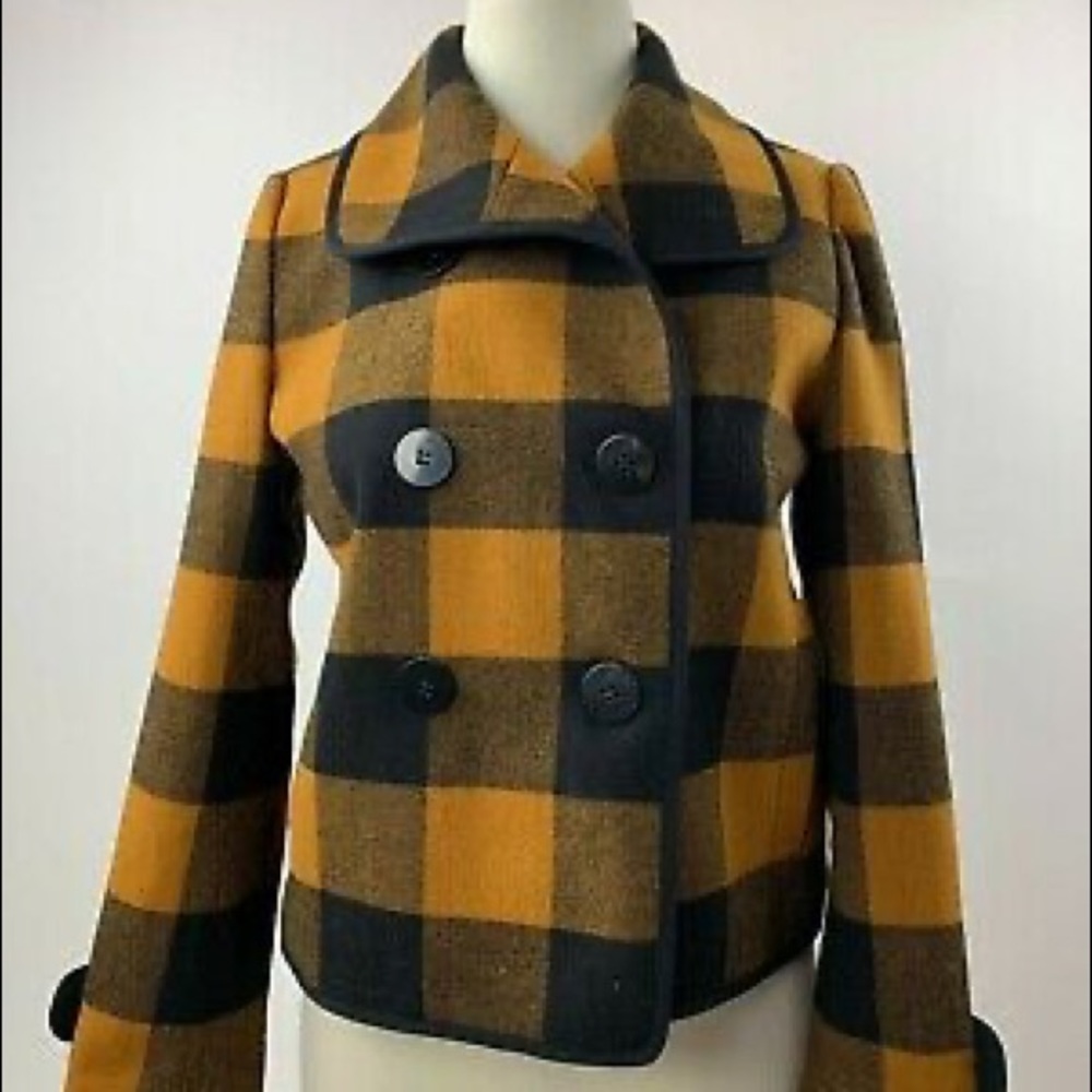 Ann Taylor the loft yellow plaid jacket